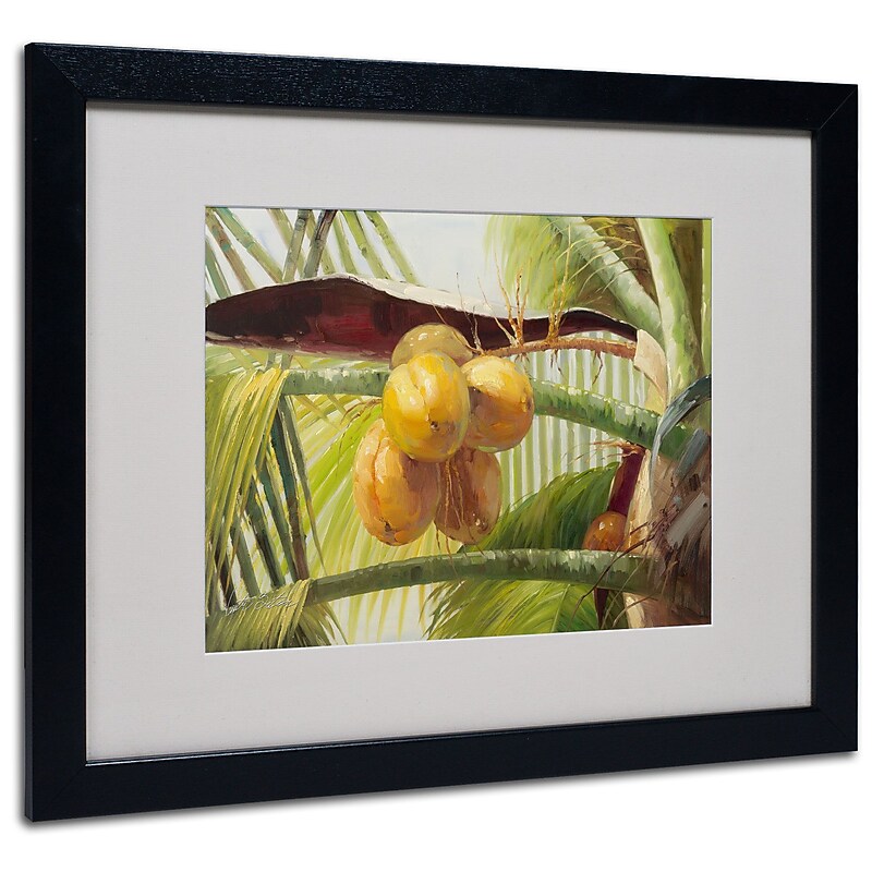 Trademark Victor Giton "Coconut Palm I" Art, White Matte With Black Frame, 16" x 20" image 1