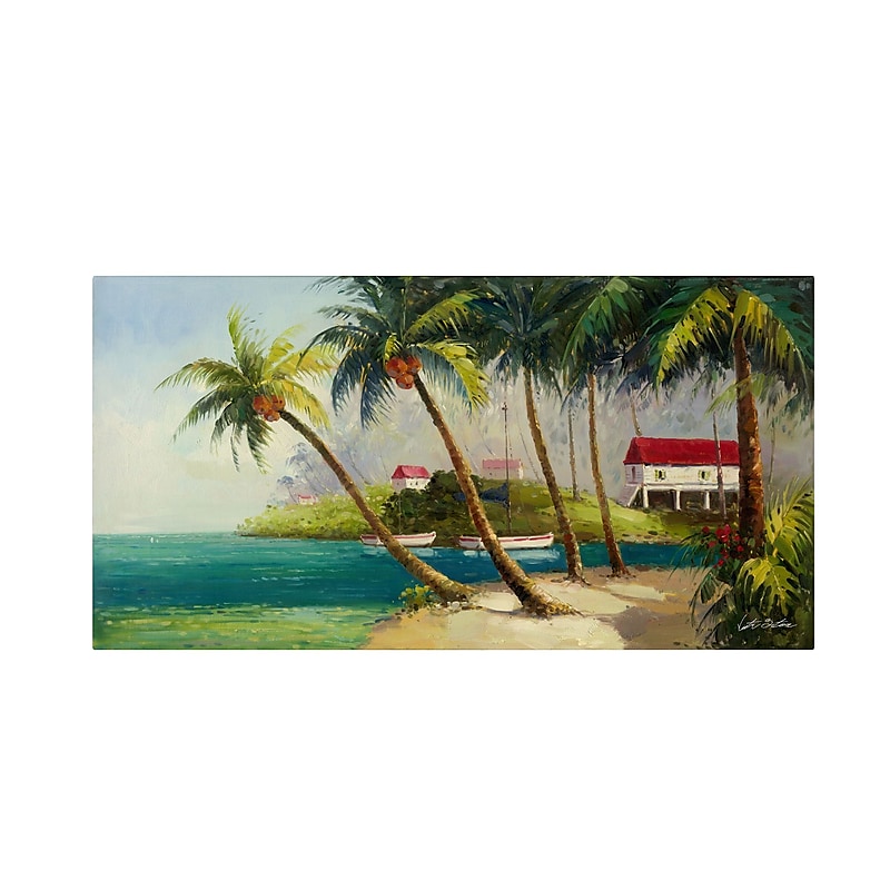 Trademark Victor Giton "Caribean Bay" Gallery-Wrapped Canvas Art, 12" x 24" image 1