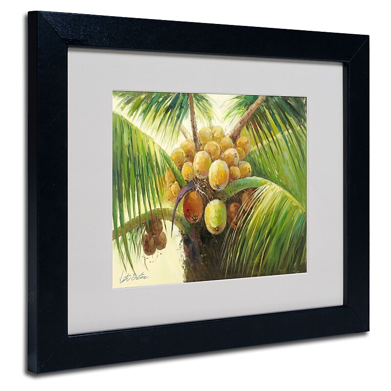 Trademark Victor Giton "Coconut Palm II" Art, White Matte With Black Frame, 11" x 14" image 1