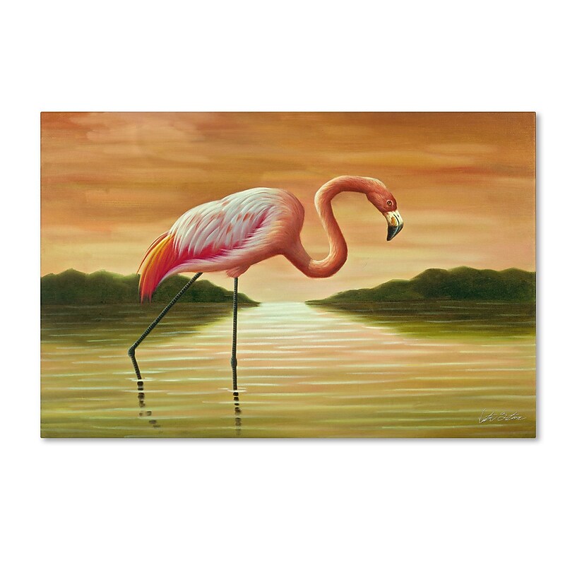 Trademark Victor Giton "Pink Flamingo" Gallery-Wrapped Canvas Art, 12" x 19" image 1