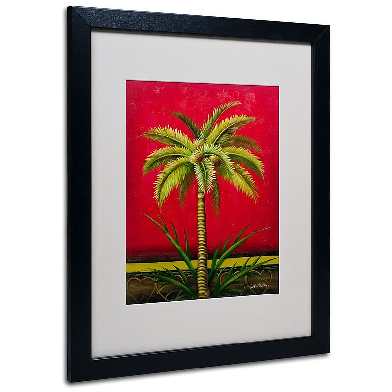 Trademark Victor Giton "Tropical Palm I" Art, White Matte With Black Frame, 16" x 20" image 1