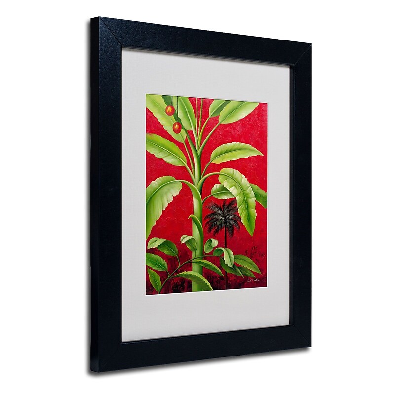 Trademark Victor Giton "Tropical Palm II" Art, White Matte With Black Frame, 11" x 14" image 1