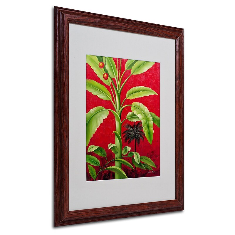 Trademark Victor Giton "Tropical Palm II" Art, White Matte With Wood Frame, 16" x 20" image 1
