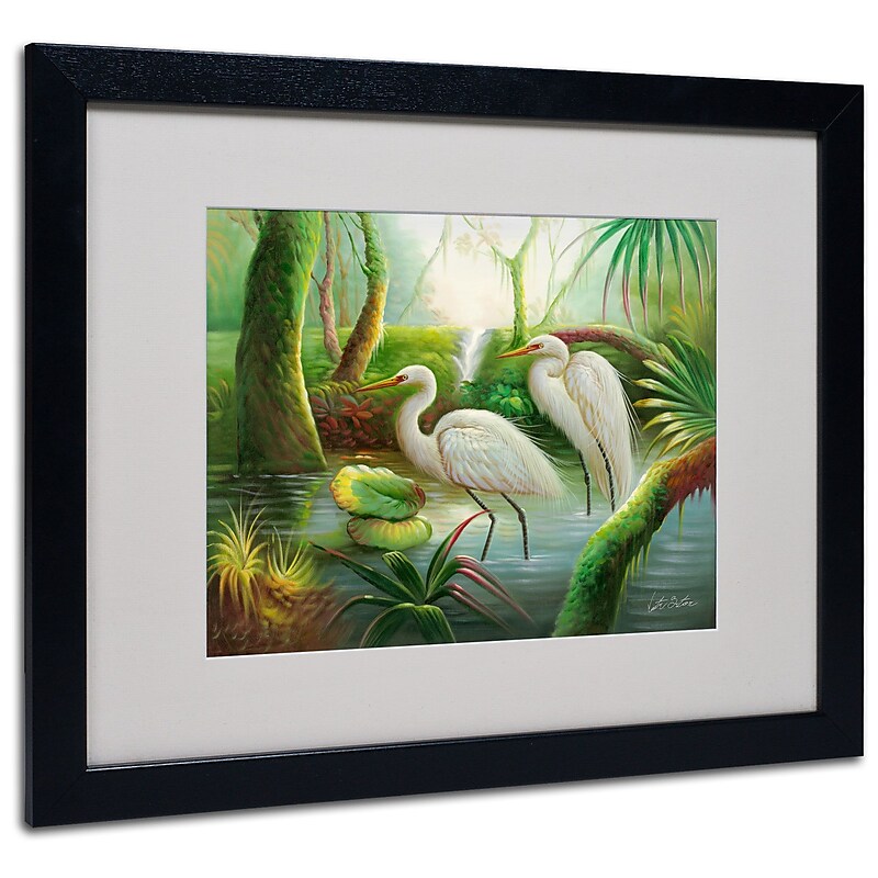 Trademark Victor Giton "Two Herons" Art, White Matte With Black Frame, 16" x 20" image 1