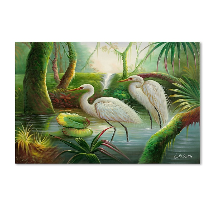 Trademark Victor Giton "Two Herons" Gallery-Wrapped Canvas Art, 12" x 19" image 1