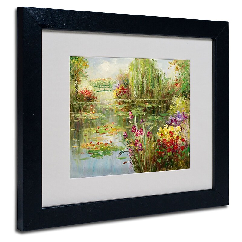 Trademark Victor Giton "Water Lilies" Art, White Matte With Black Frame, 11" x 14" image 1