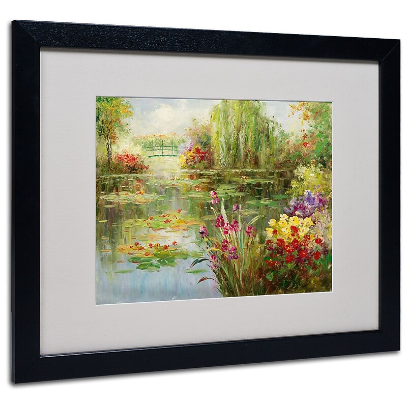 Trademark Victor Giton "Water Lilies" Art, White Matte With Black Frame, 16" x 20" image 1