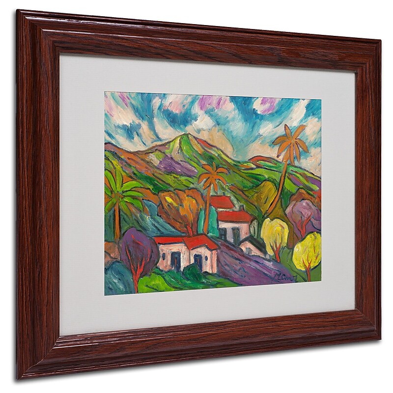 Trademark Manor Shadian "Tropical Valley with..." Art, White Matte W/Wood Frame, 11" x 14" image 1