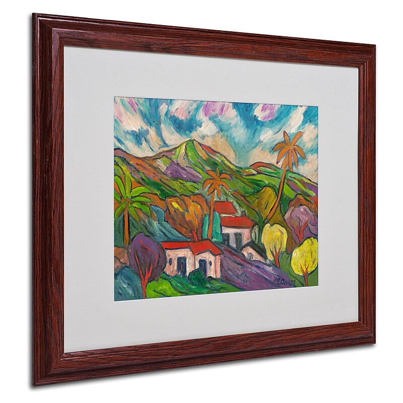 Trademark Manor Shadian "Tropical Valley with..." Art, White Matte W/Wood Frame, 16" x 20" image 1