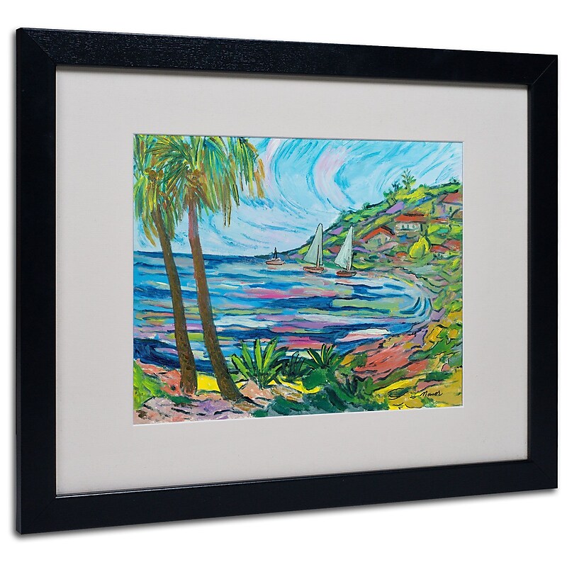 Trademark Manor Shadian "Island Bay" Art, White Matte W/Black Frame, 16" x 20" image 1