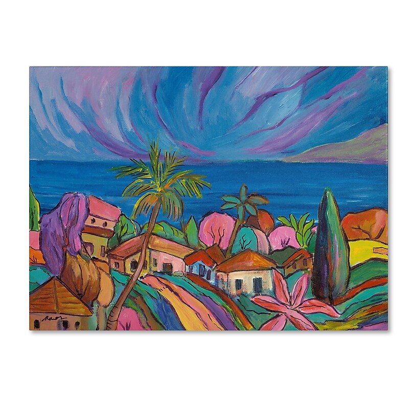 Trademark Manor Shadian "Houses Under a Purple Sky" Gallery-Wrapped Canvas Art, 24" x 32" image 1