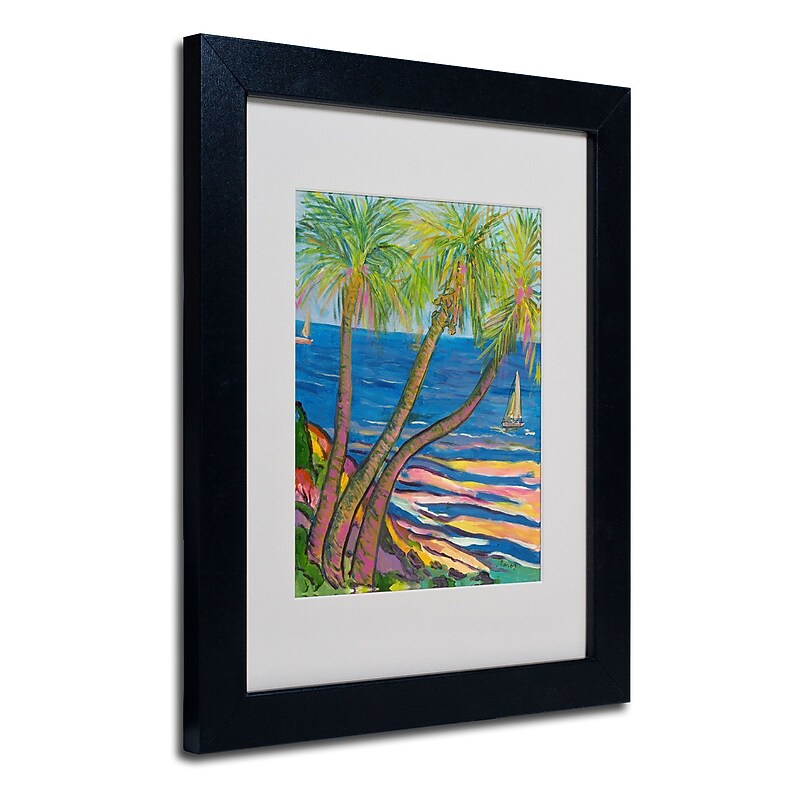 Trademark Manor Shadian "Three Coconut Palms" Art, White Matte W/Black Frame, 11" x 14" image 1