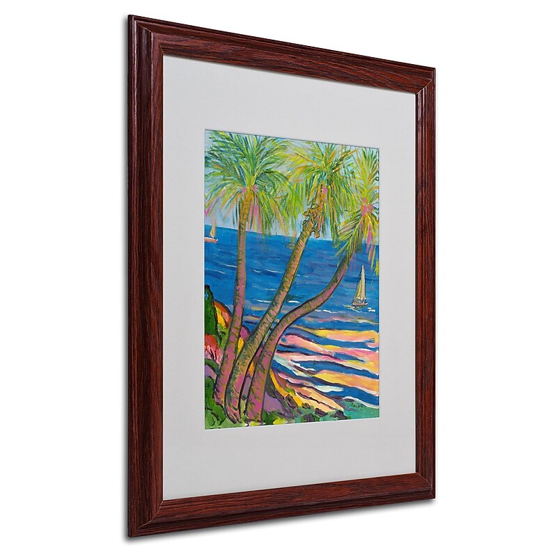 Trademark Manor Shadian "Three Coconut Palms" Art, White Matte W/Wood Frame, 16" x 20" image 1