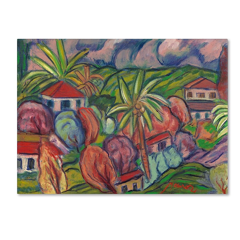 Trademark Manor Shadian "Houses with Round Trees" Gallery-Wrapped Canvas Art, 24" x 32" image 1