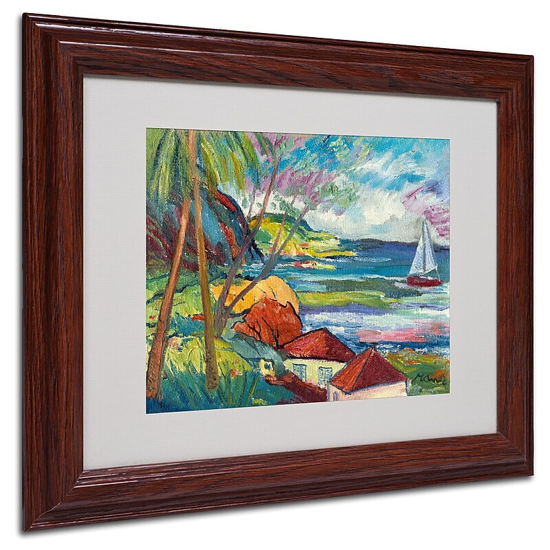 Trademark Manor Shadian "Hanna Bay 2" Art, White Matte W/Wood Frame, 11" x 14" image 1