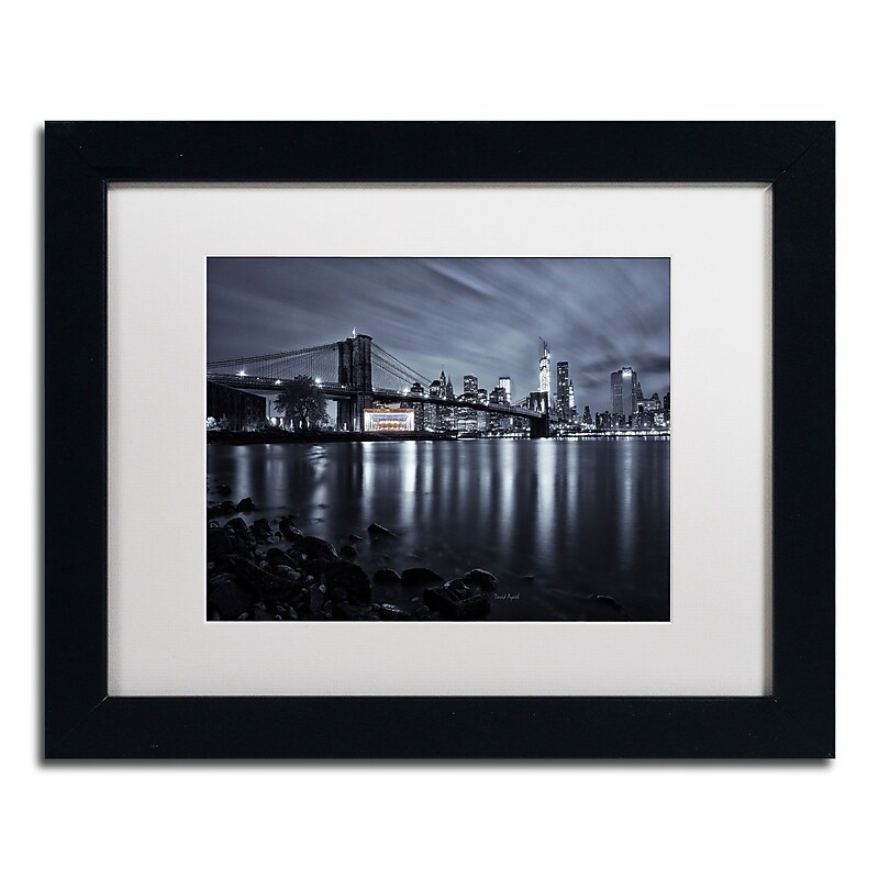 Trademark David Ayash "Jane's Carousel, Brooklyn Bridge" Art, White Matte W/Black Frame, 11" x 14" image 1