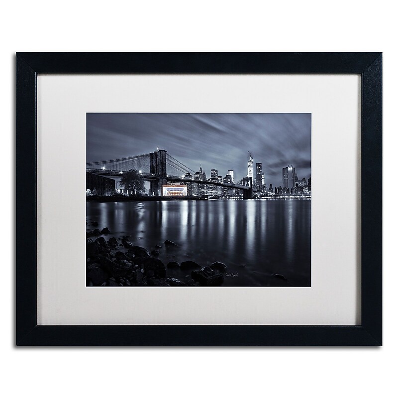 Trademark David Ayash "Jane's Carousel, Brooklyn Bridge" Art, White Matte W/Black Frame, 16" x 20" image 1