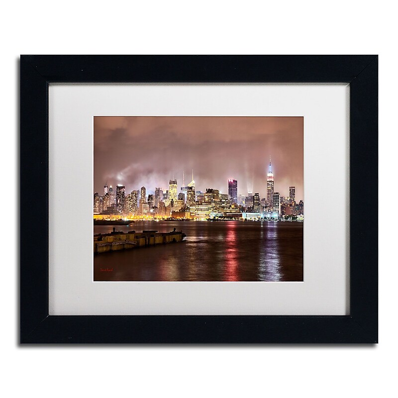 Trademark David Ayash "Midtown Manhattan" Art, White Matte With Black Frame, 11" x 14" image 1