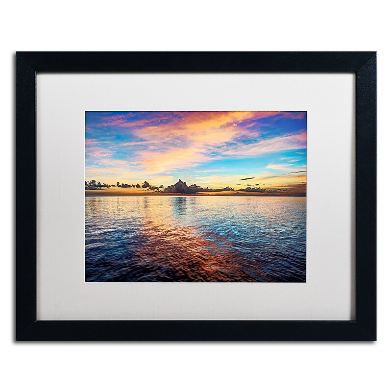 Trademark David Ayash "Caribbean Sunset" Art, White Matte With Black Frame, 16" x 20" image 1