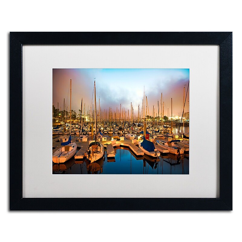 Trademark David Ayash "Marina ...Southern California" Art, White Matte With Black Frame, 16" x 20" image 1