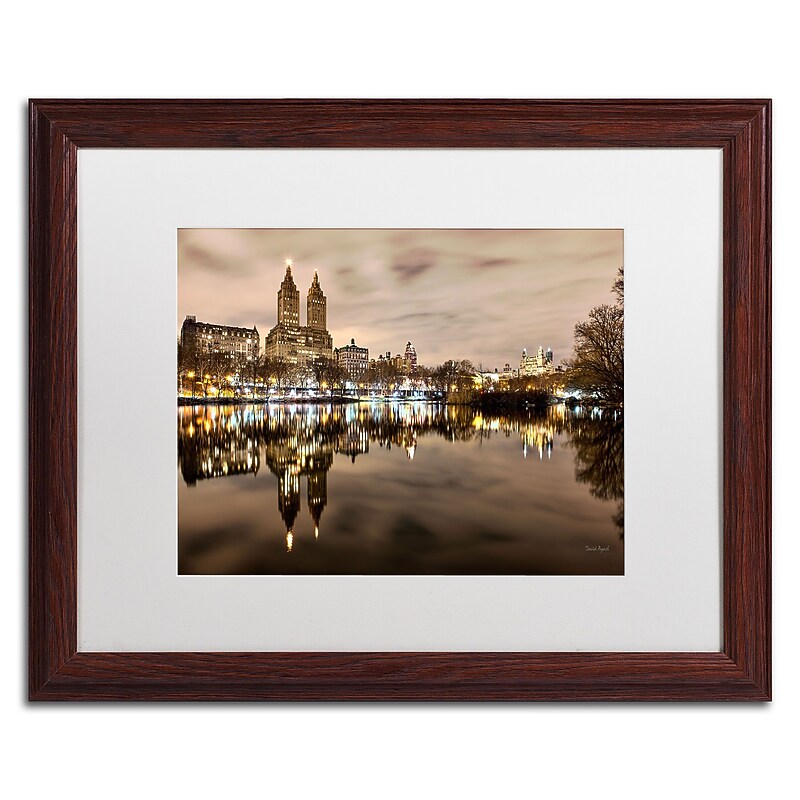 Trademark David Ayash "Central Park West I" Art, White Matte With Wood Frame, 16" x 20" image 1