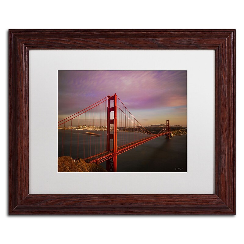 Trademark David Ayash "Golden Gate Bridge" Art, White Matte With Wood Frame, 11" x 14" image 1
