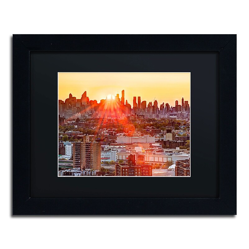 Trademark David Ayash "Midtown Sunset" Art, Black Matte With Black Frame, 11" x 14" image 1