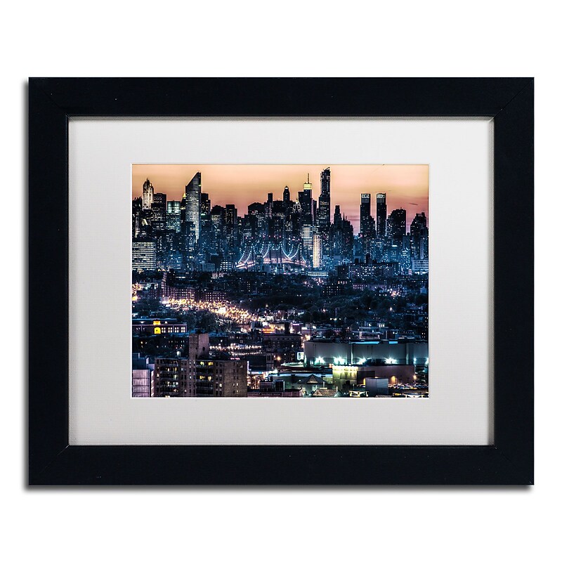 Trademark David Ayash "Midtown and The Queensborough..." Art, White Matte W/Black Frame, 11" x 14" image 1