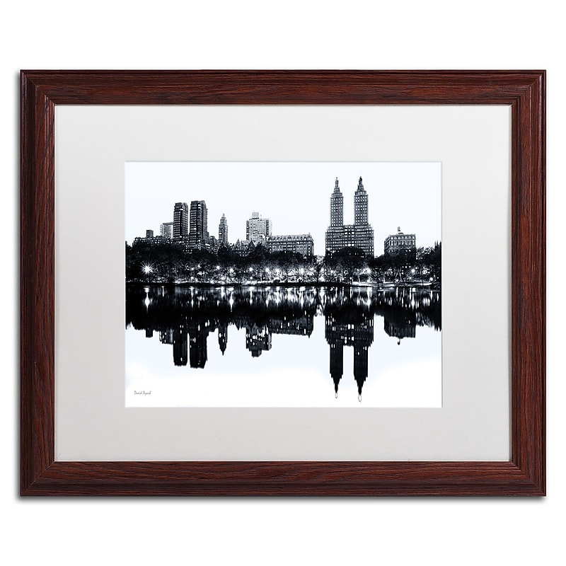 Trademark David Ayash "Central Park West II" Art, White Matte With Wood Frame, 16" x 20" image 1