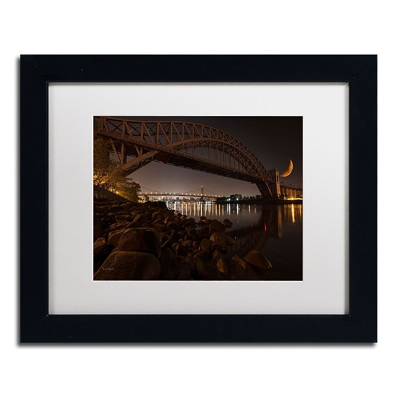 Trademark David Ayash "Hells Gate Bridge and...NYC" Art, White Matte With Black Frame, 11" x 14" image 1