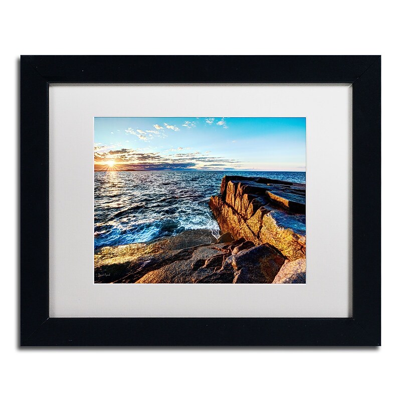 Trademark David Ayash "Sunrise Over the Atlantic in Maine" Art, White Matte W/Black Frame, 11" x 14" image 1