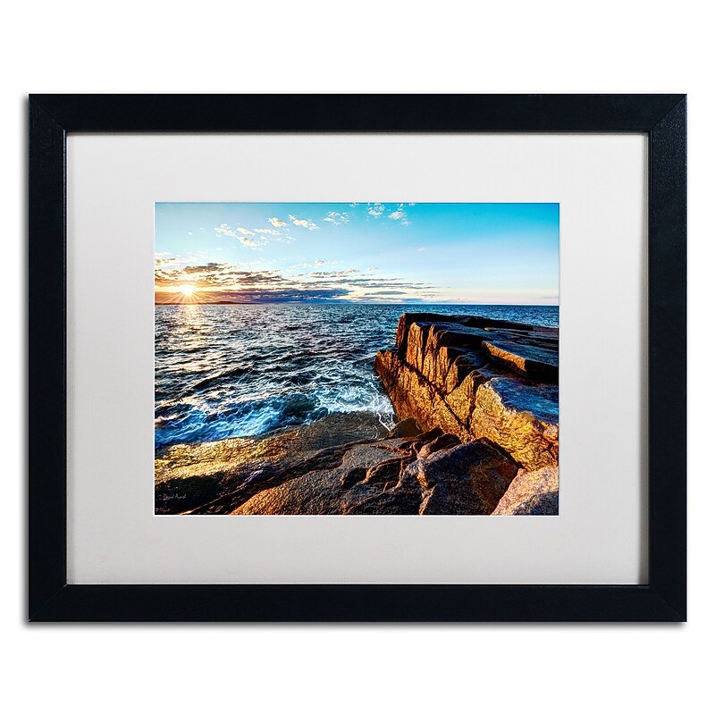 Trademark David Ayash "Sunrise Over the Atlantic in Maine" Art, White Matte W/Black Frame, 16" x 20" image 1