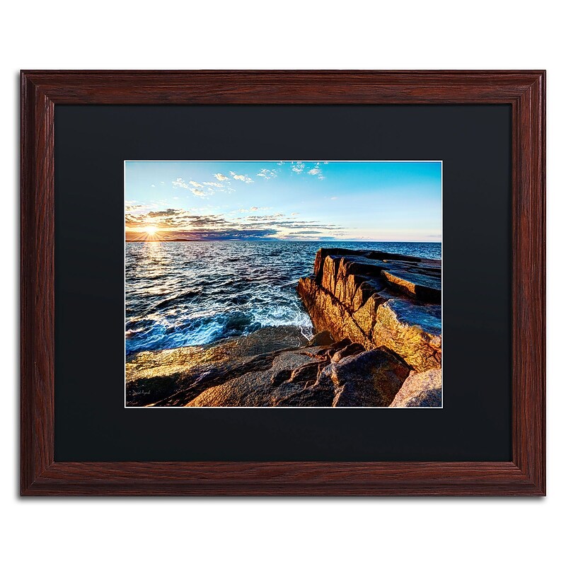 Trademark David Ayash "Sunrise Over the Atlantic in Maine" Art, Black Matte W/Wood Frame, 16" x 20" image 1