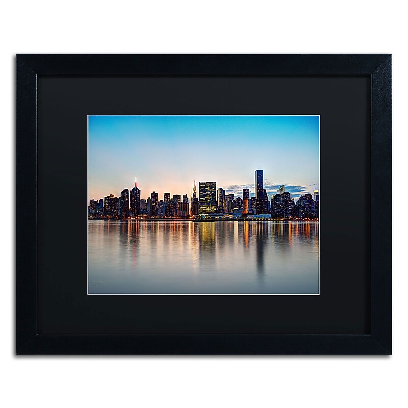 Trademark David Ayash "Midtown NYC Over the East River-I" Art, Black Matte W/Black Frame, 16" x 20" image 1