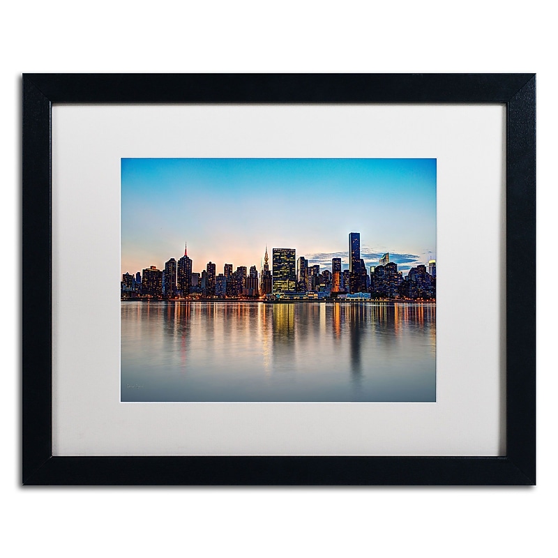 Trademark David Ayash "Midtown NYC Over the East River-I" Art, White Matte W/Black Frame, 16" x 20" image 1