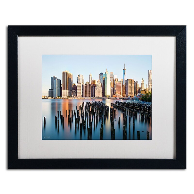 Trademark David Ayash "Brooklyn Bridge Park and... - I" Art, White Matte W/Black Frame, 16" x 20" image 1