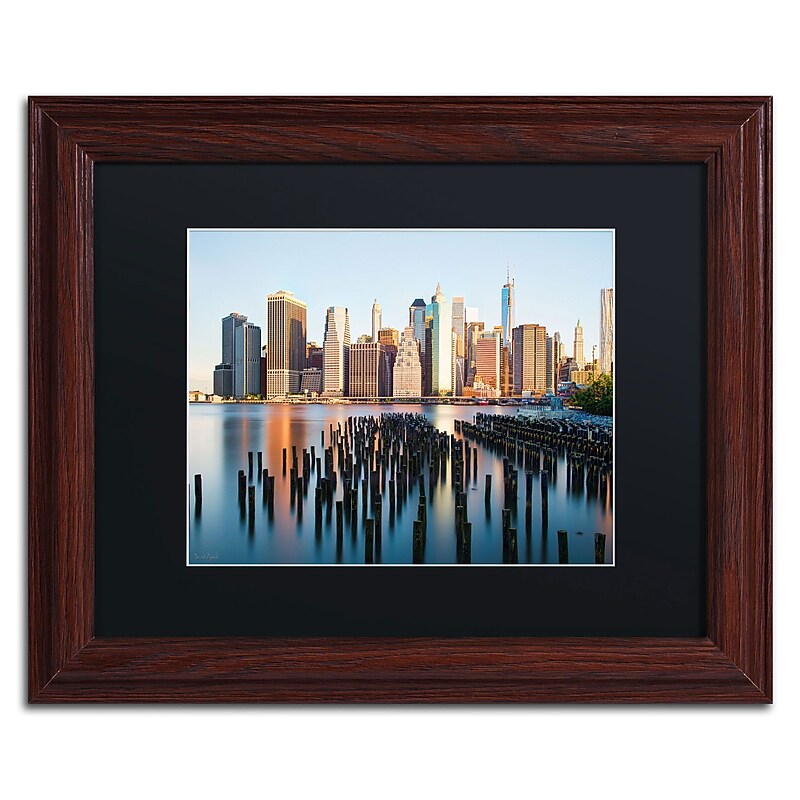 Trademark David Ayash "Brooklyn Bridge Park and... - I" Art, Black Matte W/Wood Frame, 11" x 14" image 1