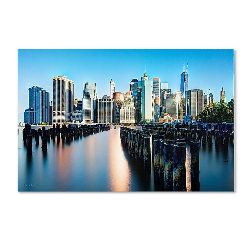 Trademark David Ayash "Brooklyn Bridge Park and... - II" Gallery-Wrapped Canvas Art, 30" x 47" image 1