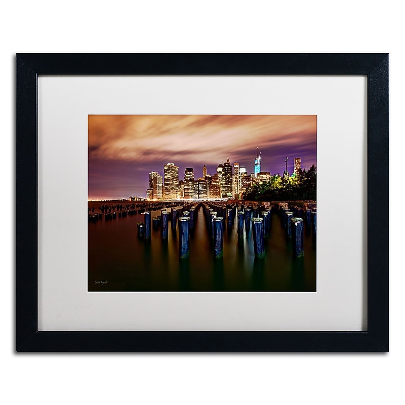 Trademark David Ayash "Brooklyn Bridge Park and... - VI" Art, White Matte W/Black Frame, 16" x 20" image 1