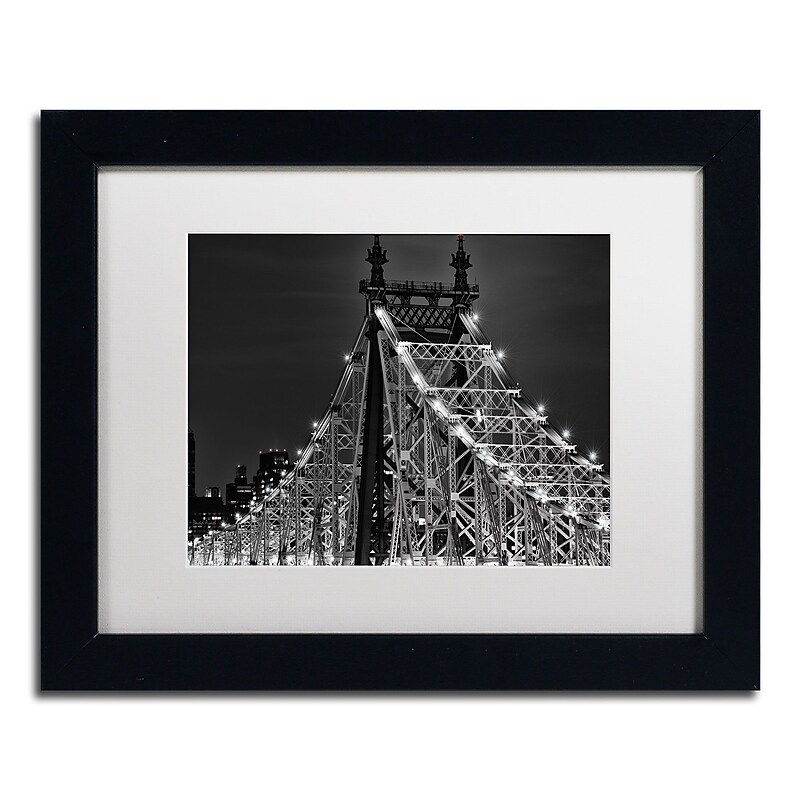 Trademark David Ayash "Queensborough Bridge" Art, White Matte With Black Frame, 11" x 14" image 1