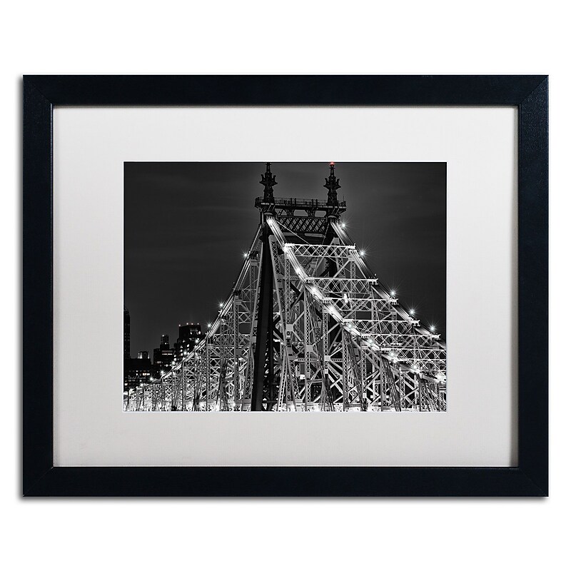 Trademark David Ayash "Queensborough Bridge" Art, White Matte With Black Frame, 16" x 20" image 1