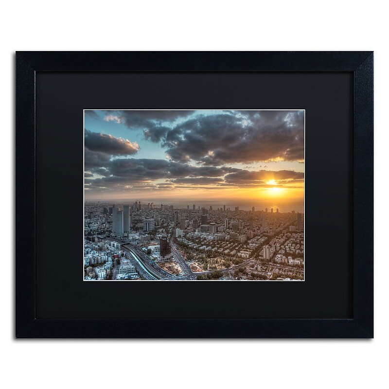 Trademark David Ayash "Tel Aviv - Israel-II" Art, Black Matte With Black Frame, 16" x 20" image 1
