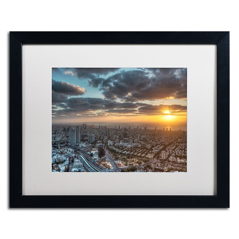 Trademark David Ayash "Tel Aviv - Israel-II" Art, White Matte With Black Frame, 16" x 20" image 1