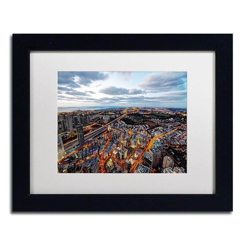 Trademark David Ayash "Tel Aviv - Israel-III" Art, White Matte With Black Frame, 11" x 14" image 1