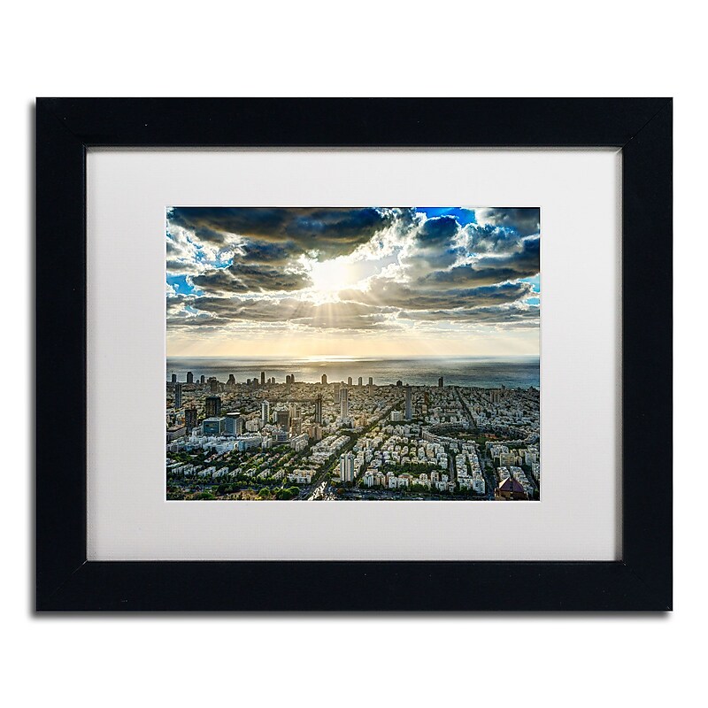 Trademark David Ayash "Tel Aviv - Israel-IV" Art, White Matte With Black Frame, 11" x 14" image 1