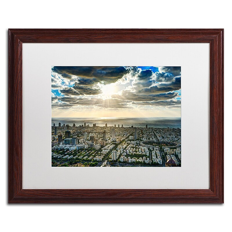 Trademark David Ayash "Tel Aviv - Israel-IV" Art, White Matte With Wood Frame, 16" x 20" image 1