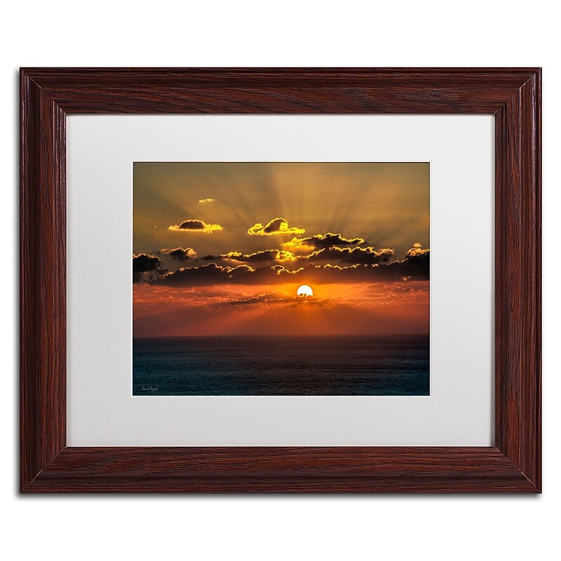 Trademark David Ayash "Mediterranean Sunset" Art, White Matte With Wood Frame, 11" x 14" image 1