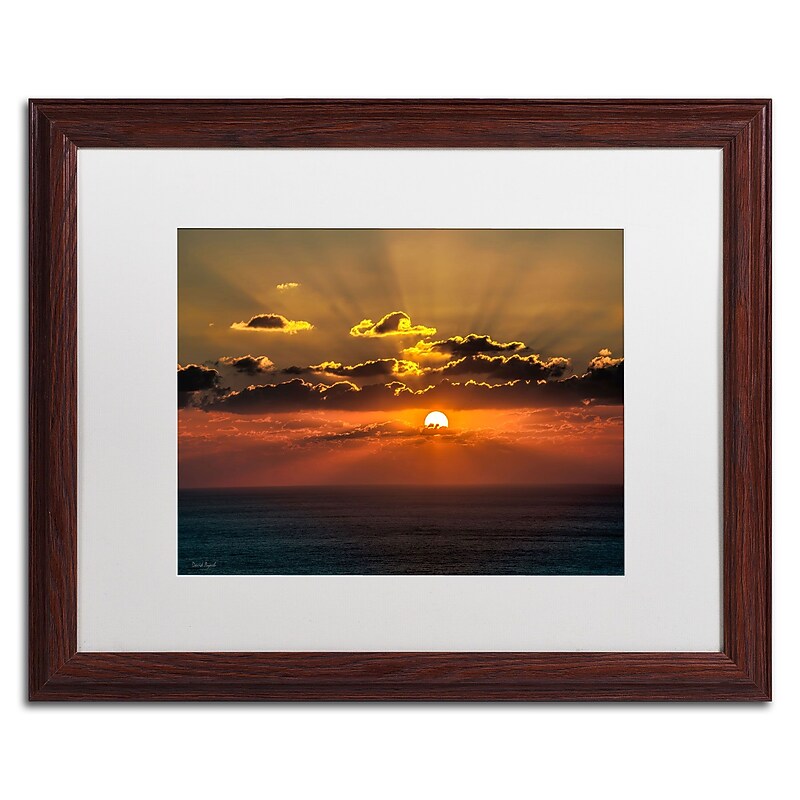 Trademark David Ayash "Mediterranean Sunset" Art, White Matte With Wood Frame, 16" x 20" image 1