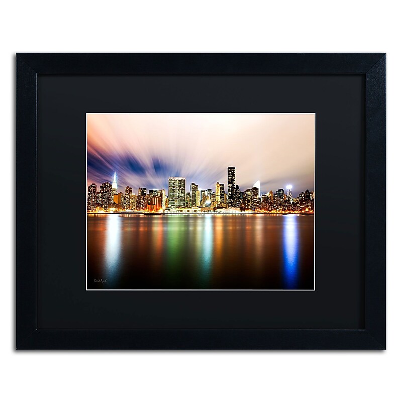 Trademark David Ayash "Midtown Over the East River-IV" Art, Black Matte With Black Frame, 16" x 20" image 1