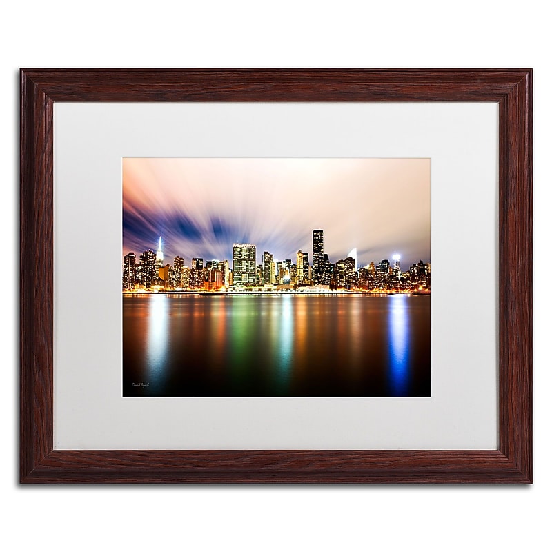 Trademark David Ayash "Midtown Over the East River-IV" Art, White Matte With Wood Frame, 16" x 20" image 1